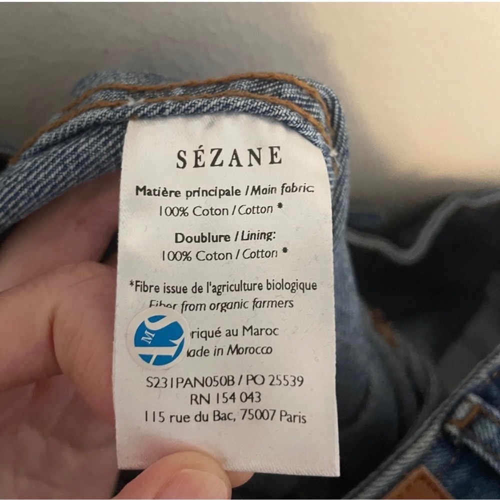 Sezane Le Crop jeans wide leg fr 46 high rise denim classic boho preppy casual - Picture 6 of 6